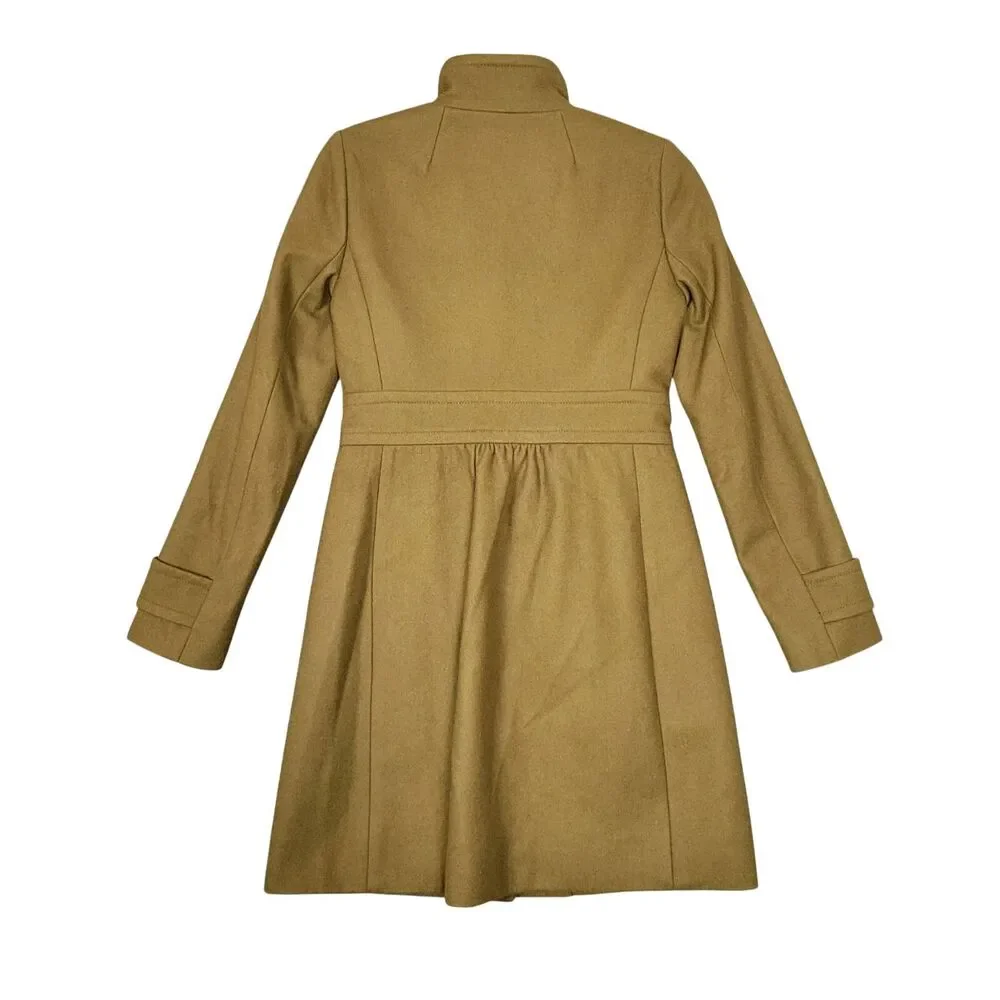 J CREW 52510 Green Wool Button Front Skirted Dress Coat SIZE 00 - Picture 2 of 11